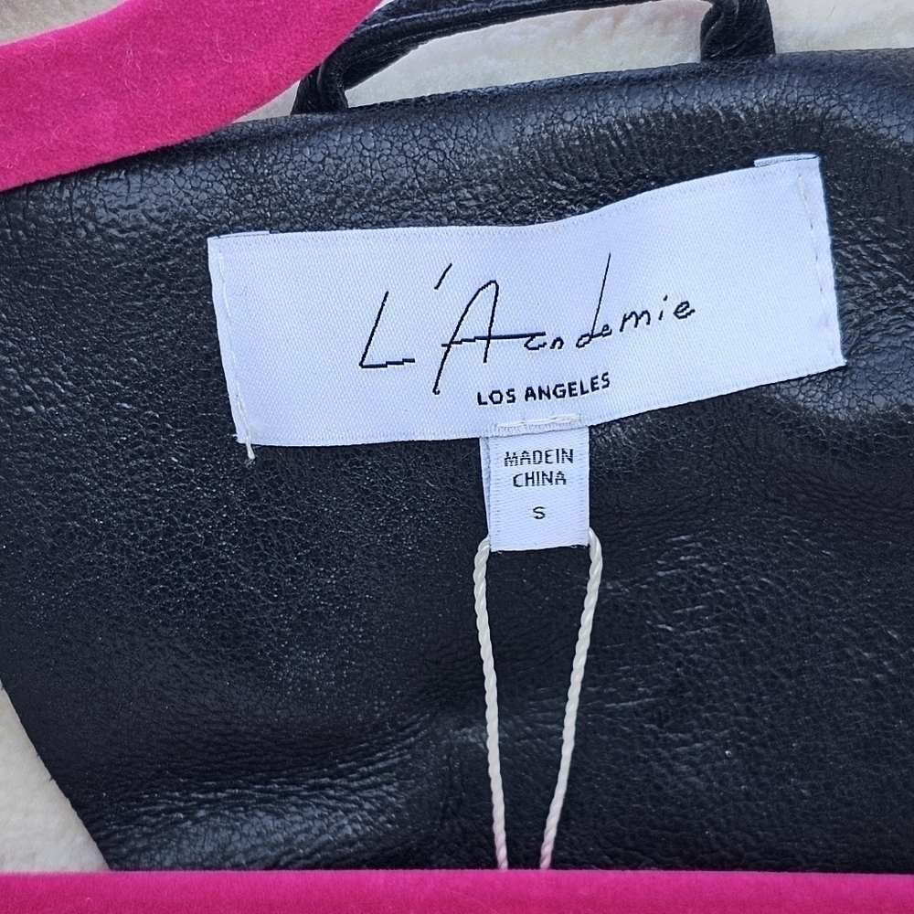 L'Academie Cian Moto Jacket in Black & Beige size small - Picture 4 of 9